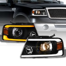 Switchback Sequential For 2004-2008 F150 Blk Projector Headlights w/LED Tube Bar picture