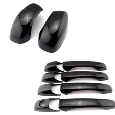 Fit 2005-2010 Chrysler 300C 06-10 Charger GLOSS BLACK 4Dr Handle + Mirror Covers picture