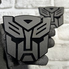 Fender Badges 2x Autobot Transformer Mask Car Emblem Matte Black Badge Decal picture