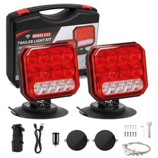 2X Wireless Trailer Lights Magnetic LED Tow Light Turn Signal Brake Reverse Stop picture