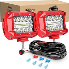 Nilight LED Light Bar 2PCS 60W 4Inch Triple Row Spot Flood Combo Lights w/Wiring picture