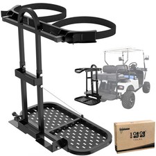 10L0L Universal Golf Cart Bag Holder Rack Foldable Rear Seat Black Steel. picture