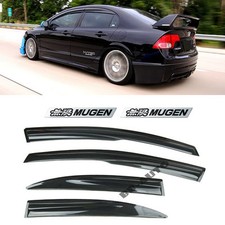 For 06-11 Honda Civic JDM SI Window Rain Visor MUGEN Style + EMBLEMs Sedan 4Dr picture