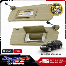 [NEW] For 2013 - 2018 Acura RDX Beige Pair Sun Visor w/ Light & Mirror picture