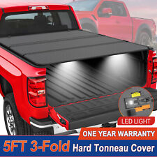5FT 3-Fold Hard Solid Tonneau Cover For 2020-2024 Jeep Gladiator Truck Bed w/LED picture
