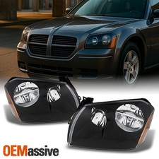 Fit 2005-2007 Dodge Magnum SE SRT SXT RT Black Bezel Replacement Headlights Pair picture