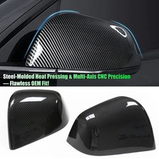 2PCS Real Carbon Fiber Side Mirror Cover for Tesla Model Y 2020-2024 picture