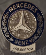 Mercades-Benz High Mileage Hood Emblem Vintage 96-98 250,000km Badge. Very cool picture