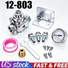 12-803 Inline Fuel Pressure Regulator w/ Gauge For Holley Edelbrock Carb NEW picture