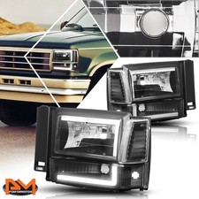 For 91-94 Ford Explorer C-LED DRL Bumper Headlight/Lamp Clear Side Corner Black picture