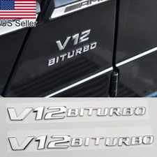 2Pcs Chrome V12 BITURBO Emblem Badge For Mercedes Benz S Class AMG 2010-2023 picture