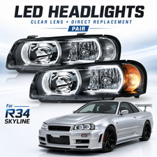 Pair LED Headlights For 1998-2002 Nissan Skyline GTR GT-R R34 BNR34 GTT ER34 picture