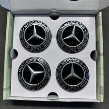 Mercedes Benz Original Black Floating Wheel Hub Centre Caps 75mm picture