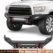 For 2011-2016 Toyota Sequoia Steel Black Front Bumper w/LED Light & Sensor Holes picture