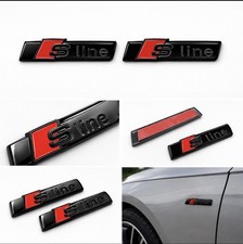 2X AUDI A4 S4 A5 S5 A6 S6 A8 S8 Q3 Q5 Q7 S-LINE SLINE EMBLEM  BADGE GLOSS BLACK picture