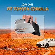 For 2009-2013 Toyota Corolla Side Mirrors White Folding Pair LED 5 Pins picture