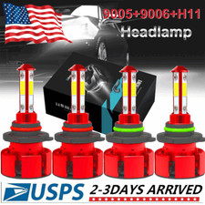 4x 4SIDE 9005 9006 LED Headlight Kit Combo Bulb 6500K High Low Beam Super White picture