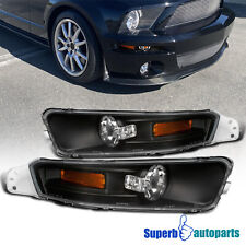Fits 2005-2009 Ford Mustang GT V6 Black Corner Signal Bumper Lights Parking Lamp picture