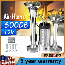 600DB Super Loud Dual Electric Air Horns Kit For Cars SUVs Trucks Boats Vehicles picture