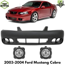 Front Bumper Cover Primed Plastic & Fog Lights For 2003-2004 Ford Mustang Cobra picture