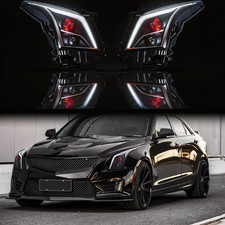 Pair For 2013-2019 Cadillac ATS LED Sequential Headlights Assembly Animation DRL picture