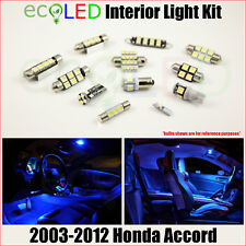 Fits 2003-2012 Honda Accord Sedan Coupe BLUE LED Interior Light Package Kit 8 PC picture