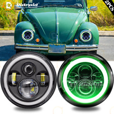 Pair DOT LED Headlights Combo&Green+Amber Halo Ring For VW Beetle Classic picture