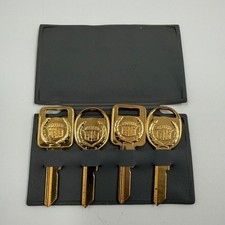 Vintage Cadillac Gold Key Blanks Set Of 4 With Gray Case Automotive Logo Emblem picture
