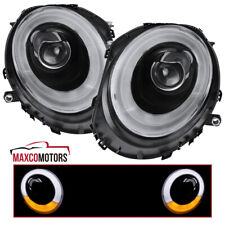 Black Projector Headlights Fits 2007-2013 Mini Cooper S LED Bar Halo Lamps 07-13 picture
