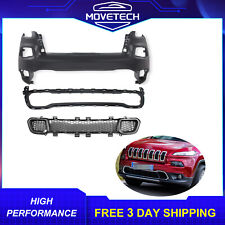 Fits 2014-2018 Jeep Cherokee Front Bumper Cover & Lower Grille & Trim Surround picture