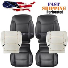 For 2014-2019 Chevy Silverado LTZ Front Leather Seat Cover Black / Foam Cushion picture