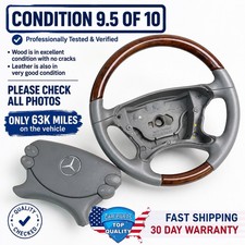03-08 MERCEDES-BENZ R230 SL500 GRAY LEATHER WOOD STEERING WHEEL OEM picture