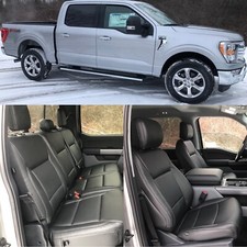 2021 - 2026 FORD F-150 SUPER CREW BLACK KATZKIN LEATHER REPLACEMENT SEAT COVERS picture