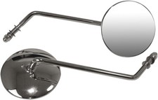 Emgo Mirrors Side View Smooth/Round Long Stem Pair Chrome Steel 20-21795 picture