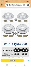  Front and Rear Drilled & Slotted Brake Rotors and Ceramic Brake Pads Brake Kit  picture