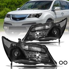 For 2007-2013 Acura MDX Black Clear w/o Adaptive HID Headlights Assembly Pair picture