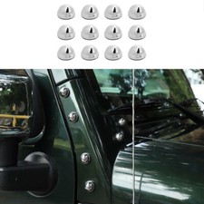 12PCS A Pillar Screw Protection Cover Trim For Jeep Wrangler JK 2007-2017 Chrome picture
