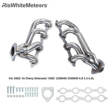 2pcs Exhaust Headers for 2002-16 Chevy Silverado 1500 2500HD 3500HD 4.8 5.3 6.0L picture