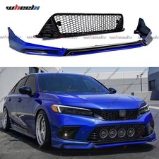 For 2022-24 Honda Civic Aegean Blue Front Bumper Lip Splitter & Honeycomb Grille picture