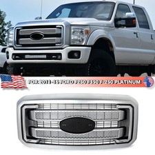 For 2011-2016 Ford F250 F350 Platinum Front Upper Grille Satin Aluminum & Chrome picture