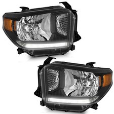 WEELMOTO Black Headlights For 2014-2021 Toyota Tundra LED DRL Pair Left + Right picture