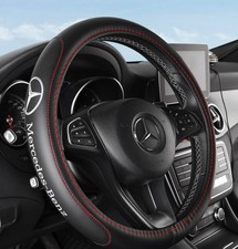 38cm/15inch Steering Wheel Cover For Mercedes Benz New Faux Leather Black Red picture