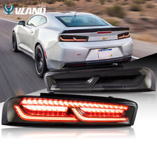 VLAND LED Smoked Tail Lights W/Red Sequential Turn For 2016-2018 Chevy Camaro picture