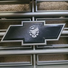 1975-79 Chevy Truck Grille Emblem | Skull Bowtie Badge | C10 K10 C/K | PETG picture
