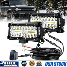 2x 7inch 30000LM LED Work Light Bar Flood Spot Pod Offroad Fog Driving ATV Truck picture