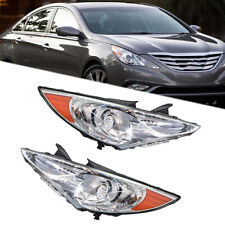 Pair Chrome Left+Right For 2011-2014 Hyundai Sonata LED Clear Headlights Lamps picture