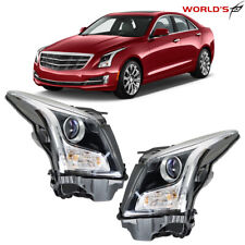 Right+Left Headlight For 2013-2018 Cadillac ATS Halogen Projector Chrome Housing picture