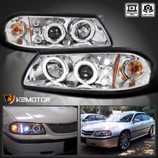 Fits 2000-2005 Chevy Impala LED Halo Projector Headlights Head Lamps Left+RIght picture