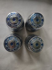 (4) Vintage Cragar Wheels Center Caps Blue Chrome Look Plastic picture