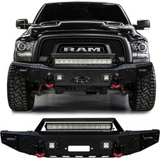 Vijay Fits 2015-2018 Ram 1500 Rebel Front Bumper Textured Steel with LED Lights picture